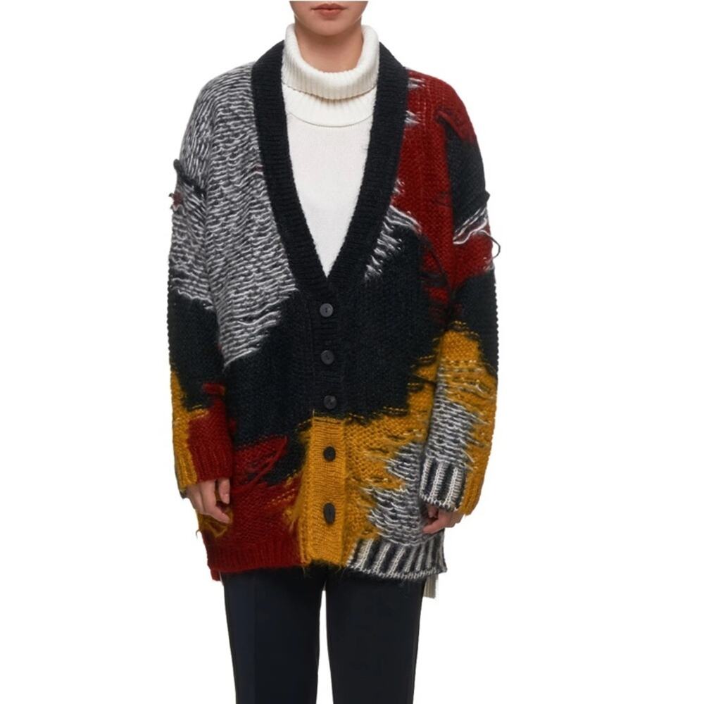 ISABEL BENENATO Distressed Cardigan Multicolor Medium